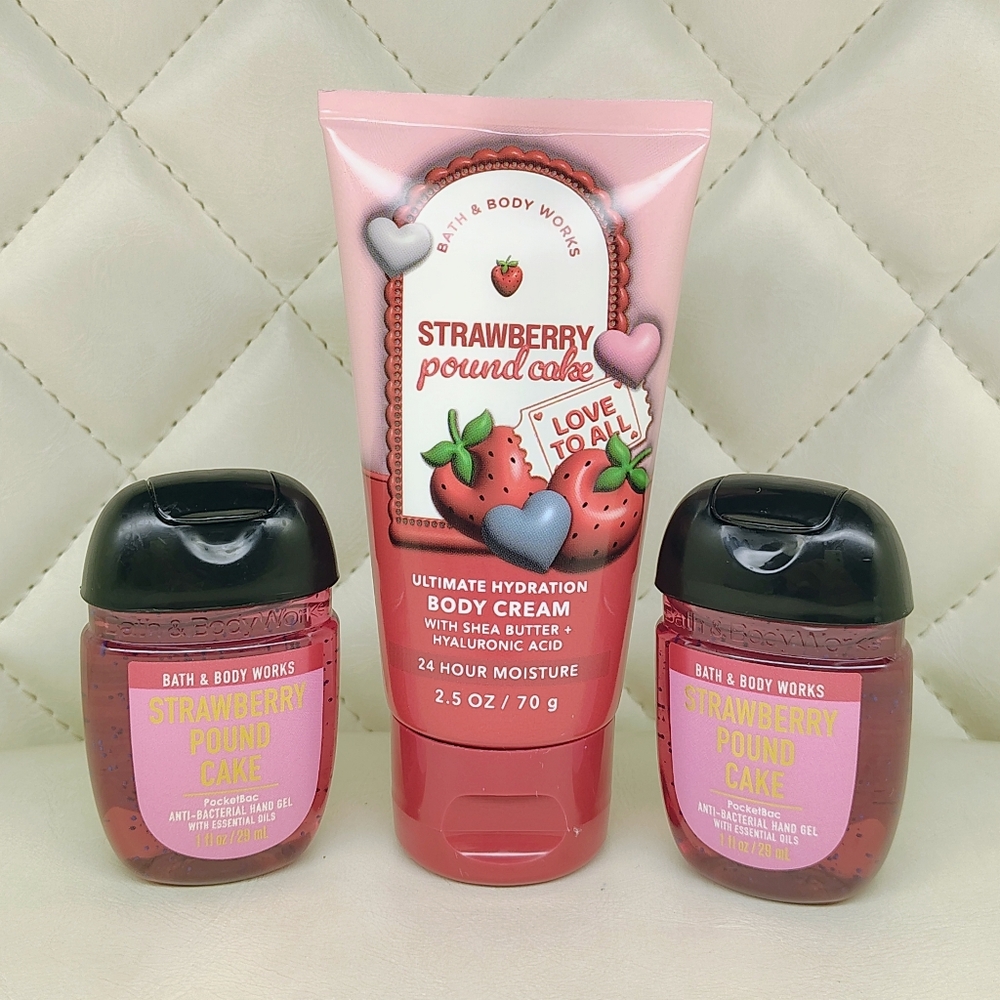 🍓 Strawberry Pound Cake Moisturizer Hand Care Set ~ Bath & Body Works